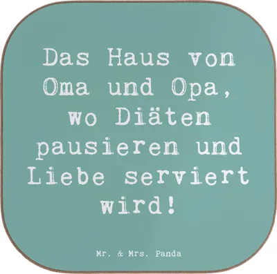 Produktbild von Mr. & Mrs. Panda Tischuntersetzer Spruch Großelternliebe - Meeresbrise - Geschenk, Liebe, Enkelkinder, Generationen, Untersetzer Gläser, Diät, Dankeschön, Coaster, für