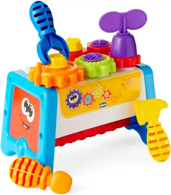 Produktbild von Werkzeugkiste 2 – Werkbank für Kinder mit Spielzeugwerkzeug – STEM-Spielzeug mit 15 Teilen, inklusive Hammer