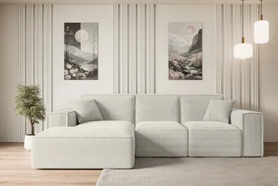 Produktbild von ALTDECOR Ecksofa in L-Form SERRA-L - 266x169x80 cm Cremeweiß - Corner Sofa Bett Eckcouch Couch Wohnlandschaft Cauchsofa
