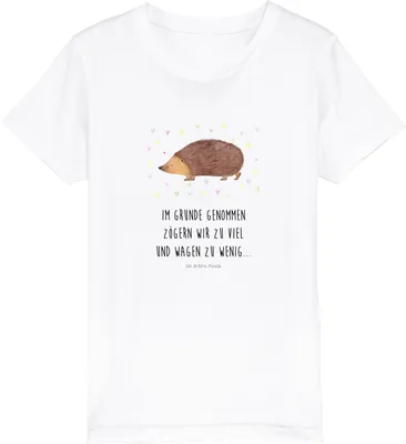 Produktbild von Mr. & Mrs. Panda Kleinkinder T-Shirt Igel Herzen 7-8 Jahre (122/128) - Weiß - Geschenk, Leben, Kindershirt, Shirts für Kinder, Herz, Liebe, Teenager, Lustige Sprüche, Öko