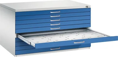Produktbild von CP 7200 Planschrank lichtgrau, enzianblau 10 Schubladen 135,0 x 96,0 x 76,0 cm
