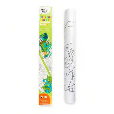 Produktbild von Mont Marte abziehbares Malpapier mit Klebefläche – Jungle Safari, 280cm x 40cm, perforiert und repositionierbar, ideal für Kinder zum Ausmalen