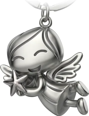 Produktbild von "Lucky" Schutzengel Schlüsselanhänger - Engel Glücksbringer - Glücksengel mit Stern in Silber