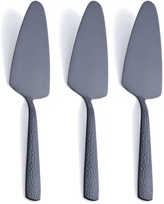 Productafbeelding van Unyqoos® 3-delige taartsnijset – gemaakt van roestvrij staal, geschikt voor contact met voedsel, matzwart, 23,9 x 5,8 cm, voor taarten, gebak en pizza