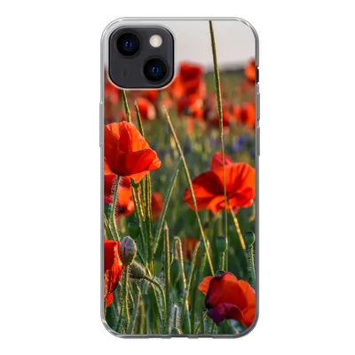 Produktbild von MuchoWow® Handyhülle Schutzhülle Hülle für iPhone 13 Blumen - Mohnblumen - Natur - Rot Silikon Softcase Handy Hülle - Karteninhaber