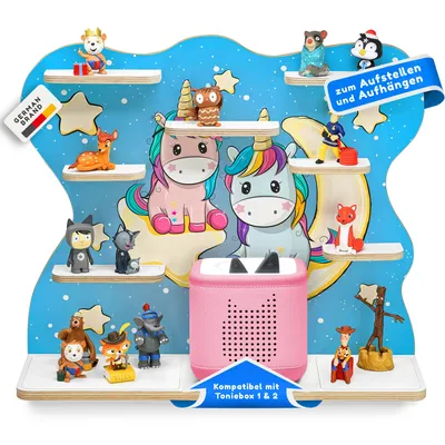 Produktbild von stadtecken® Kinder Regal für Musikbox I Geeignet für die Toniebox 1 & 2 und Tonies I Hörspiel I zum Aufstellen oder Aufhängen I Nachteule