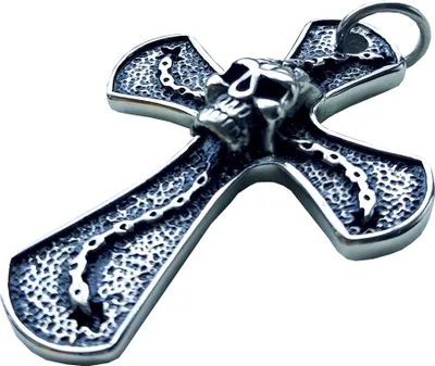 Produktbild von Edelstahlanhänger aus 316L Totenkopf mit Kreuz