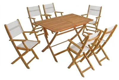 Produktbild von Gartenmöbel Sitzgruppe Gartentisch Eckig 6 Klappstühle Gartenset Sitzgarnitur