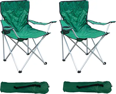 Produktbild von 2-er Set Anglersessel mit Getränkehalter und Tasche Grün belastbar
