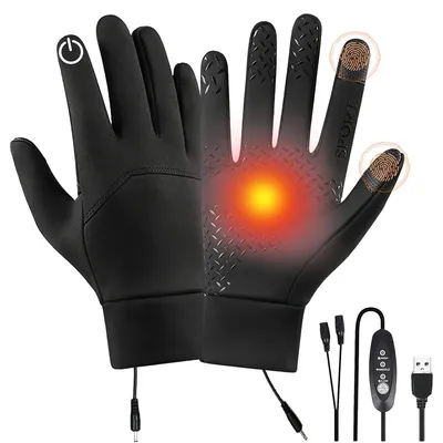 Produktbild von USB Handschuhe Beheizbar, Winterhandschuhe für Herren und Damen, Winterhandschuhe Touch 3 Temperaturen, Wasserdicht & Winddicht für Ski, Fahrräder