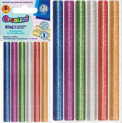 Zdjęcie produktu dla Klej do pistoletu brokatowy 7mmx150mm 6 sztuk Astra Creativo