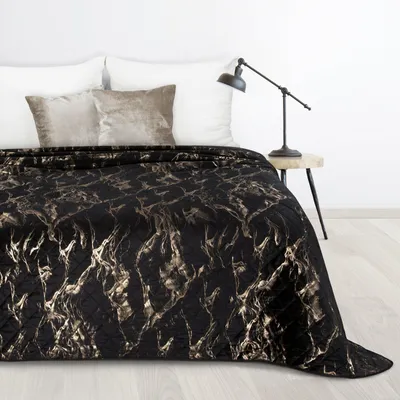 Zdjęcie produktu dla Narzuta Luiz 6 czarna 200×220 cm welur hotpress pikowana elegancka