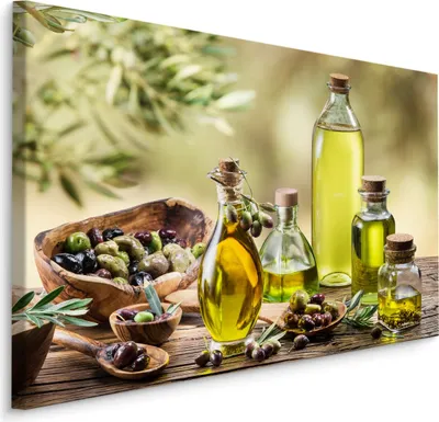 Produktbild von Fabelhafte Canvas LEINWAND BILDER 120x80 cm XXL Kunstdruck Oliven Olivenöl Holz Garten