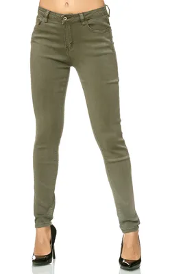 Productafbeelding van Elara Damen Broek, Skinny Jeans, Elastisch, Chunkyrayan G09-5, Olijfgroen, Maat 46 (3XL)
