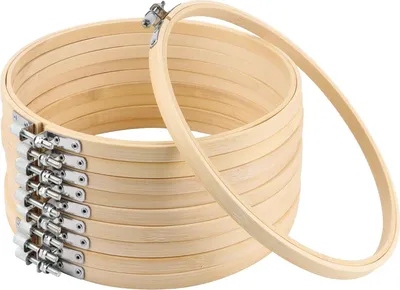 Produktbild von 10 Stück Bambus Stickrahmen 20cm Bambus Kreis Kreuzstich Hoop Ringe Einstellbar