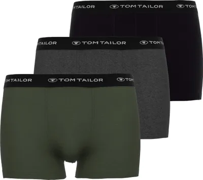 Produktbild von TOM TAILOR Herren Boxershorts, 3er Pack - Hip Pants, Buffer G4, Boxer Brief, Uni Schwarz/Grau/Grün M