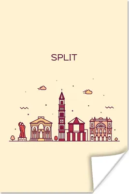 Produktbild von MuchoWow® Poster Split - Kroatien - Skyline 80x120 cm - Papierdruck