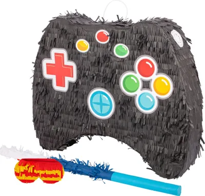 Produktbild von Fax Potato 3-teiliges Gamecontroller-Pinata-Set mit Stick und Augenbinde – Blue Stick