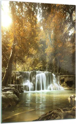 Produktbild von Bilder auf glas - Einteilig - Park Wasserfall Wasser - 70x100cm - Glasbilder - Wandbilder - Bilder - zum Aufhängen bereit - Wanddekoration aus Glas - Glas Bilder - Wandbild auf Glas - GPA70x100-3789