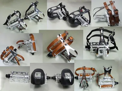 Produktbild von Retro Fahrradpedale mit Pedalhaken und Nylonriemen