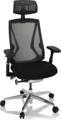 Produktbild von hjh OFFICE High End Bürostuhl INSPERO Ergonomischer Schreibtischstuhl mit Armlehnen Stoff / Netzstoff Schwarz Drehstuhl für Büro, Zuhause