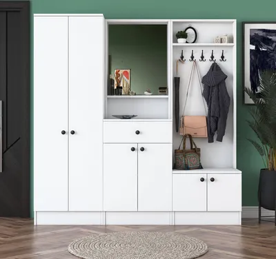 Produktbild von Skye Decor, M2 - 1558, Hallenstand, Weiß, 100 % MELAMINBESCHICHTETE SPANPLATTEN, 179,4 x 37,3 x 182,8 cm