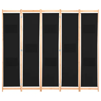 Produktbild von vidaXL 5-teiliger Raumteiler Schwarz 200 x 170 x 4 cm Stoff
