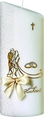 Produktbild von Hochzeitskerze Ellipse 23/9 x 5,5 cm mit Namensverzierung und Geschenkkarton Nr. K33