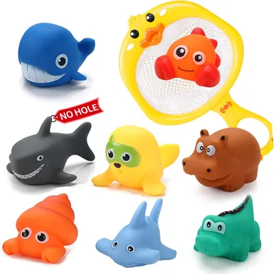 Immagine prodotto di Giocattoli da bagno senza fori, in gomma, per bambini e neonati dai 1 ai 4 anni, giocattoli galleggianti per la vasca da bagno