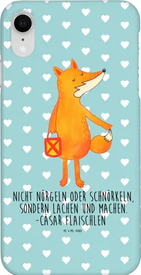 Produktbild von Mr. & Mrs. Panda Iphone XR Handyhülle Fuchs Laterne - Türkis Pastell - Geschenk, Handy Case, Laternenumzug, Optimistisch, Sankt Martin, Positiv, Premium Kunststoff