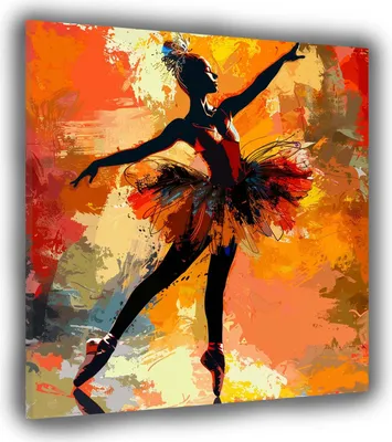 Produktbild von Abstrakt Ballerina leuchtende Farben Leinwandbild Wandbild XL Wanddeko: 150x150x4cm
