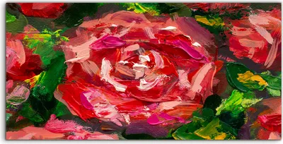 Produktbild von Coloray Glasbild 140x70  Wandbild Glasbilder Blumen Rose Pfingstrose Malerei