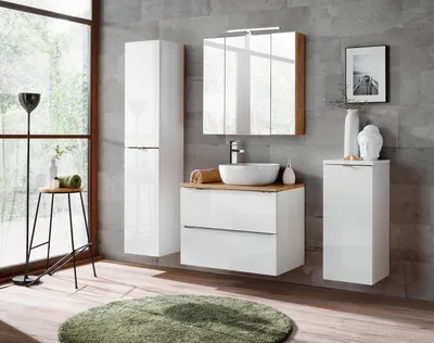 Obrázek produktu pro Designový koupelnový nábytek koupelnová 4dílná sada skříňka umyvadlo osvětlení