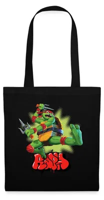 Produktbild von Spreadshirt TMNT Mutant Mayhem Mit Turtle Raph Stoffbeutel, One size, Schwarz