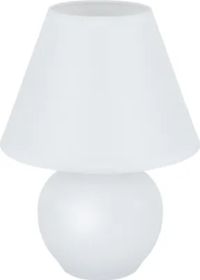 Produktbild von Nachttischlampe Keramik Stoff E14 24 cm hoch Weiß rund Modern Keramiklampe
