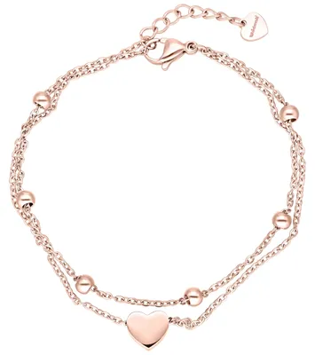 Produktbild von Wildcat Armband - Little Heart Armband Double Row  - Roségold - Chirurgenstahl 316L - wasserfest, langlebig, hautverträglich, Roségold