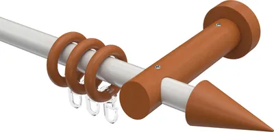 Produktbild von Interdeco Gardinenstange / Vorhangstange Weiß / Kirschbaum lackiert, Typ Talena Siveo (Kegel), 20 mm Ø 1-läufig, 540 cm