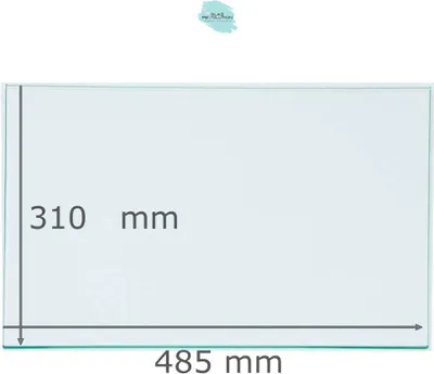 Produktbild von Kühlschrank Einlegeboden - Klarglas 4 mm - eckige Ecken - 485 mm x 310 mm - (89,96 EUR / qm - Mindestbfl. 0,25 qm - Kantenb. 5,35 EUR / lfm)