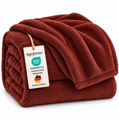Produktbild von Wohndecke Kuscheldecke 260 g/m², flauschige Wohndecke, Fleecedecke, Ziegel