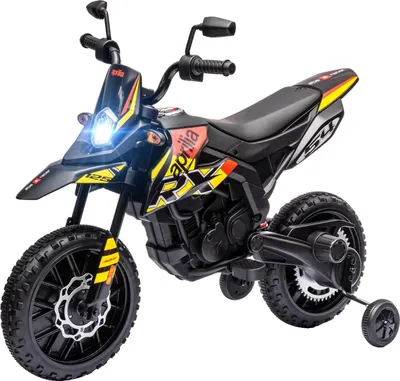 Obrázek produktu pro Dětská elektrická motorka, dětská motorka 12V s hudbou, 6 km/h dětské vozidlo s odnímatelnými tréninkovými koly, 12palcové plastové pneumatiky, pro děti 3-8 let, max. 30 kg, žlutá
