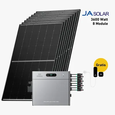 Produktbild von 3600 Watt, Bifazial Komplettset, Balkonkraftwerk, Zendure Solarflow 2400 Pro