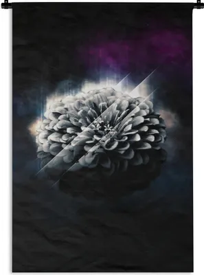 Produktbild von MuchoWow® Wandteppich Wandbehang Blume - Licht - Schwarz 90x135 cm Tapisserie Dekoration Wandtuch - Baumwolle - Wandskulptur