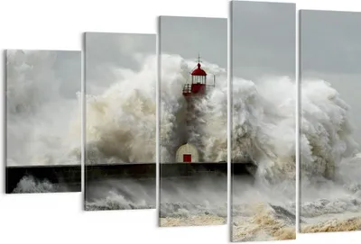 Produktbild von Bild auf Leinwand - Leinwandbild - Leuchtturm Ozean Sturm - 150x100cm - Wand Bild - Wanddeko - Leinwanddruck - Bilder - Kunstdruck - Wanddekoration - Leinwand bilder - Wandkunst - EG150x100-2442