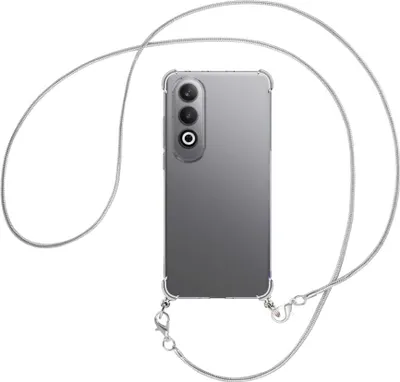 Produktbild von Handykette Backcover-Schutzhülle mit Band (Metall silberfarben) für OnePlus Nord CE4 5G - silberfarbene Snake-Kette