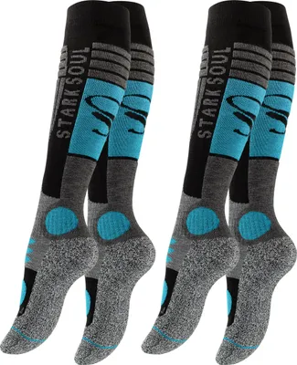 Produktbild von Stark Soul® Ski & Snowboard Socken 2 Paar, mit Spezialpolsterung 39-42 Schwarz/Grau/Tuerkis