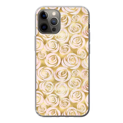 Produktbild von MuchoWow® Handyhülle Schutzhülle Hülle für iPhone 12 Pro Marmor - Gold - Rosen - Muster Silikon Softcase Handy Hülle - Abdeckung