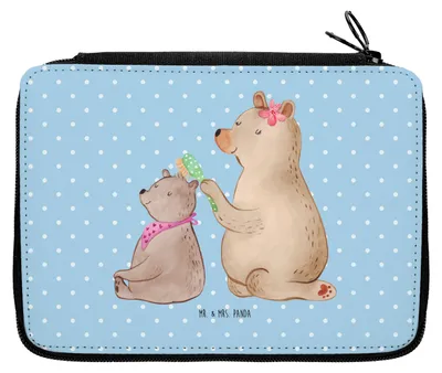 Produktbild von Mr. & Mrs. Panda Federtasche Bär Kind - Blau Pastell - Geschenk, Bleistiftetui, Familie, Etui, Bären, Mäppchen, Muttertag, Mama, Federmappe, Federmäppchen