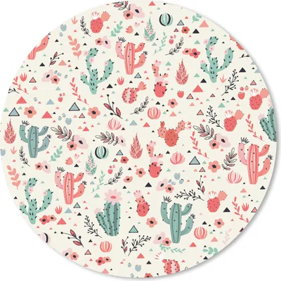 Produktbild von MuchoWow® Mauspad Mousepad Kaktus - Blumen - Pastell - Muster 20x20 cm - Mousepads - Maus Mat - Pad - Mausunterlage - Schreibtischmatte