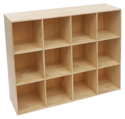 Produktbild von 12-Würfel Aufbewahrungsregal - Bücherregal Standregal - 3 Ebenen - 12 Fächer - Holz - Für Zuhause und Büro - Zum Selbstaufbau