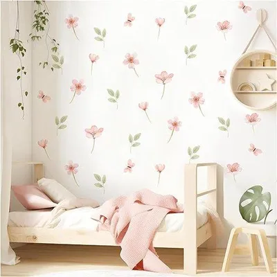 Produktbild von Famanu Wandsticker Blumen und Schmetterlinge - Rosa